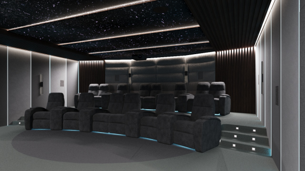 Проектирование домашнего кинотеатра в темных тонах